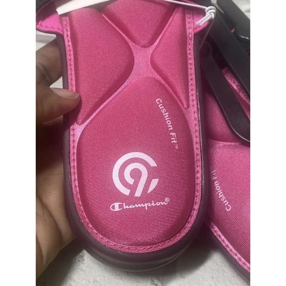Champion Valma Cushion Fit Slide Sandal Girls Youth L (4/5)‎ Pink/Black